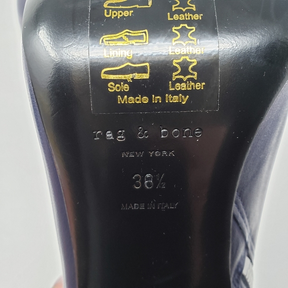 New Rag & Bone Navy Blue Leather Booties Ankle - Picture 8 of 8